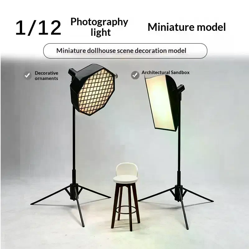 Photography Natural Lighting - /Cna/1/12 ชุดไฟสตูดิโอขนาดเล็กสำหรับบ้านตุ๊กตา พร้อมซอฟต์บ็อกซ์ ขาตั้งกล้อง และเก้าอี้ โมเดลสมจริงสำหรับการถ่ายภาพไดโอรามา