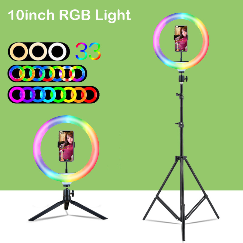 Photography Lighting Youtube - ขาตั้งกล้องพร้อมไฟวงแหวน RGB ขนาด 10 นิ้ว (26