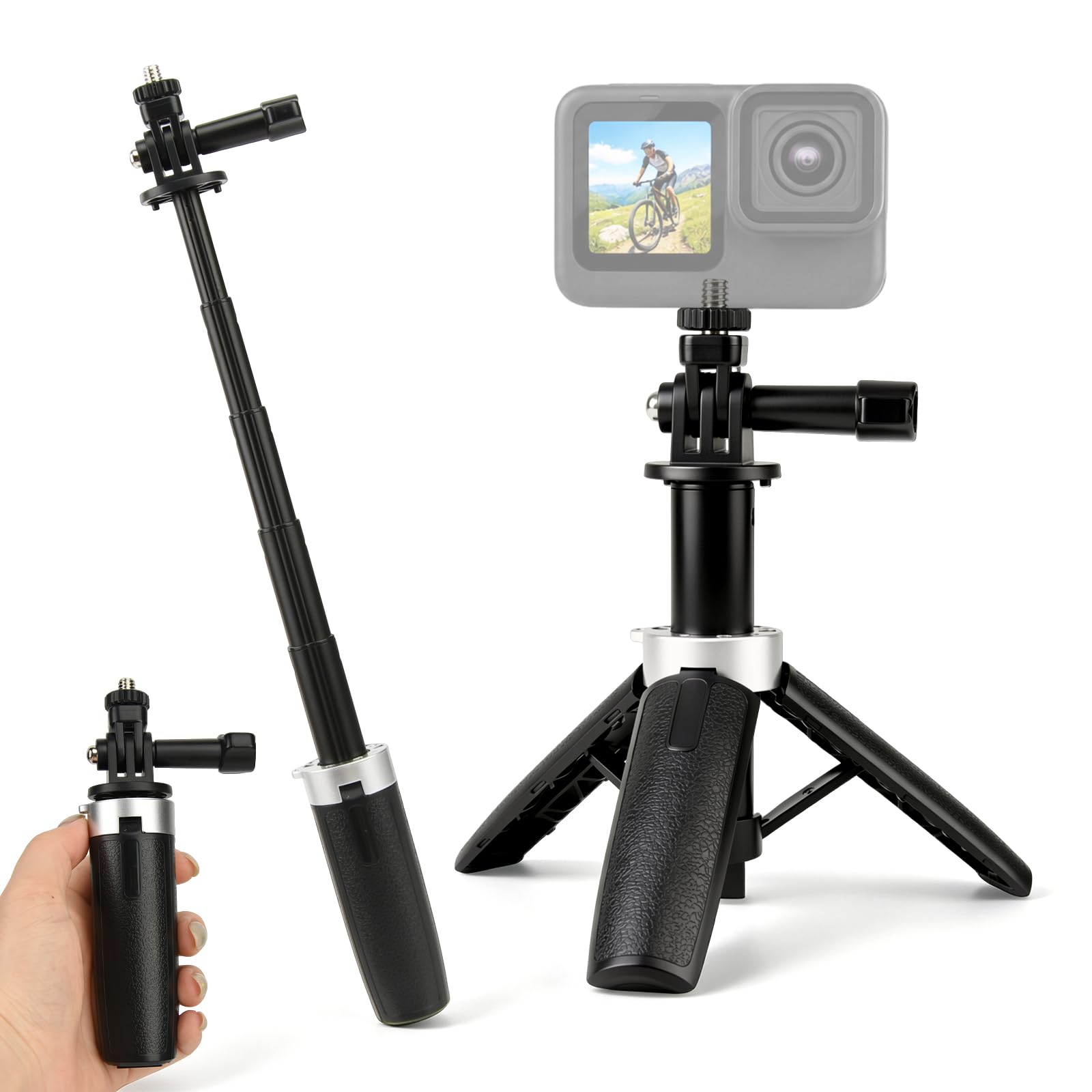 Gopro Action Camera Hero 13 Black - ขาตั้งกล้องแบบพับได้ขนาดเล็ก ปรับความสูงได้ พกพาสะดวก สำหรับกล้อง Go Pro