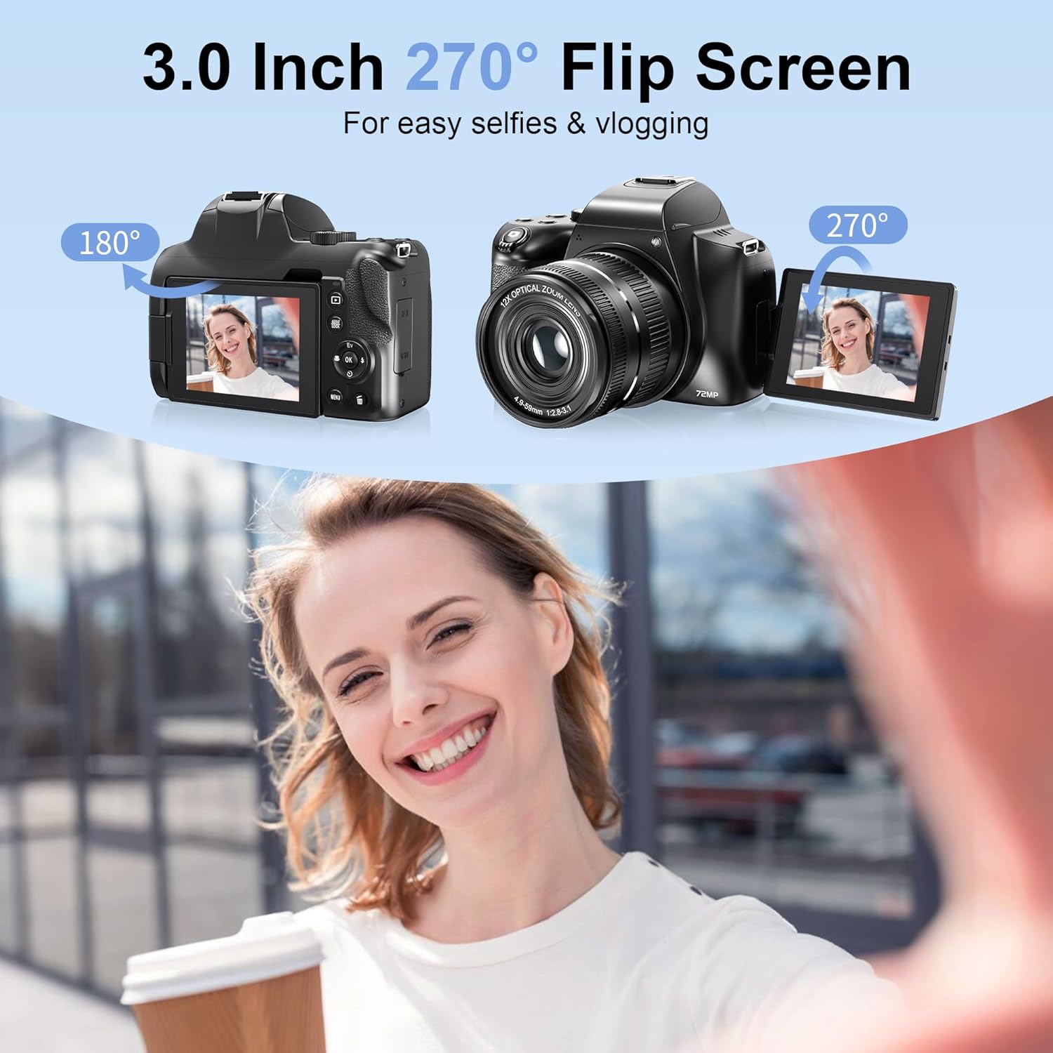 Photography Natural Lighting - กล้องดิจิตอล 72MP สำหรับการถ่ายภาพ 4K ซูมออปติคอล 12