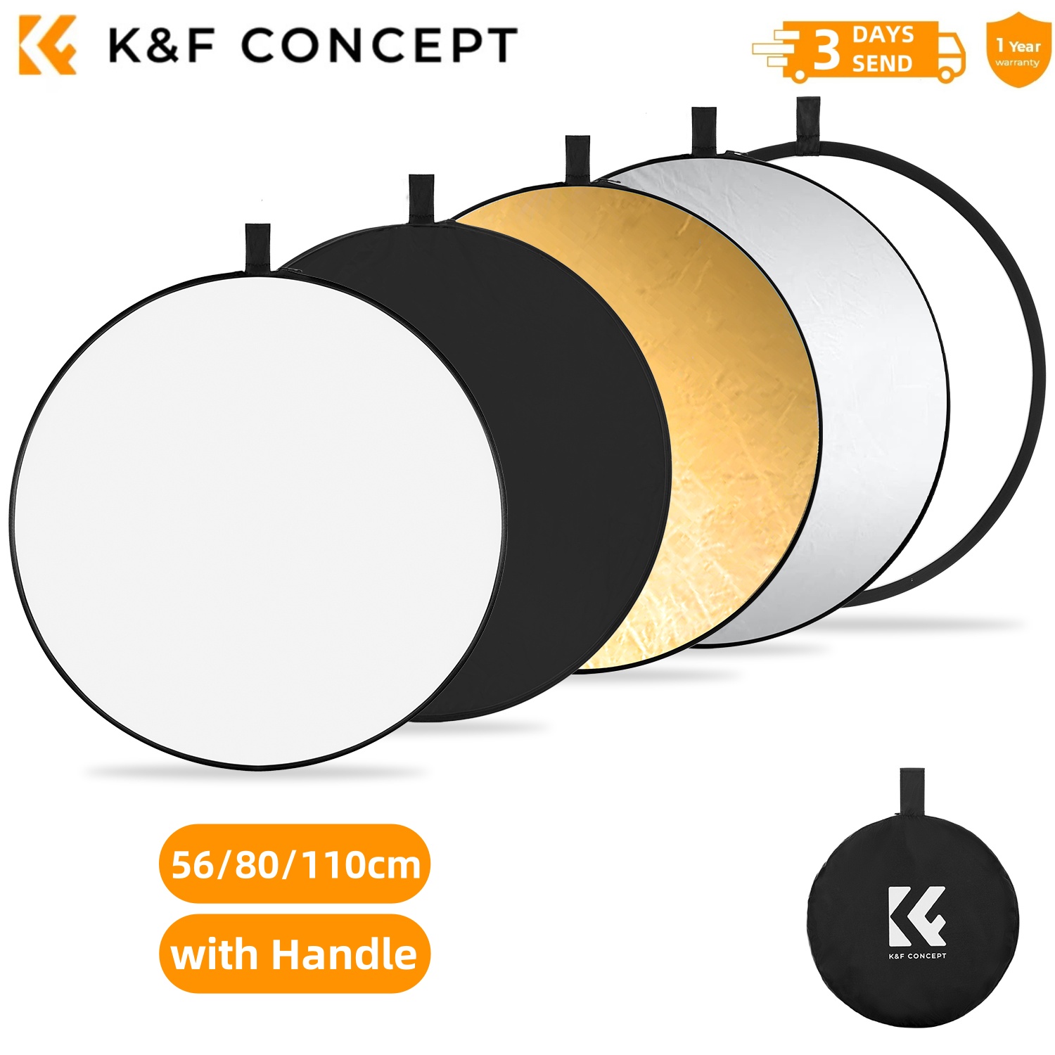 Photography Lighting Reflectors - K&F CONCEPT 56/80/110 ซม. ชุดอุปกรณ์เต็นท์ถ่ายภาพ 5-in-1