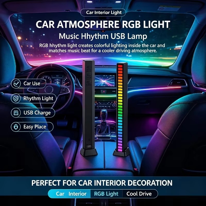 Photography Lighting Mood - โคมไฟตั้งโต๊ะเกมมิ่ง RGB จังหวะเพลง USB ทรงทาวเวอร์ สร้างบรรยากาศ