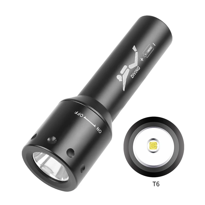 Photography Lighting Led - ไฟฉายดำน้ำ LED รุ่นใหม่ T6 ระยะไกล สำหรับงานใต้น้ำ