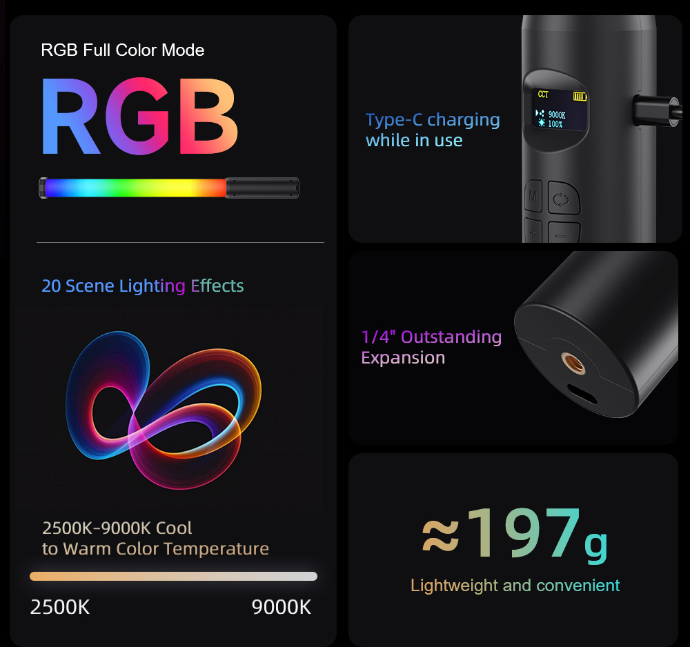 ไฟวิดีโอ LUXCEO P300 RGB Tube  - Photography Lighting Youtube บทวิจารณ์และราคา